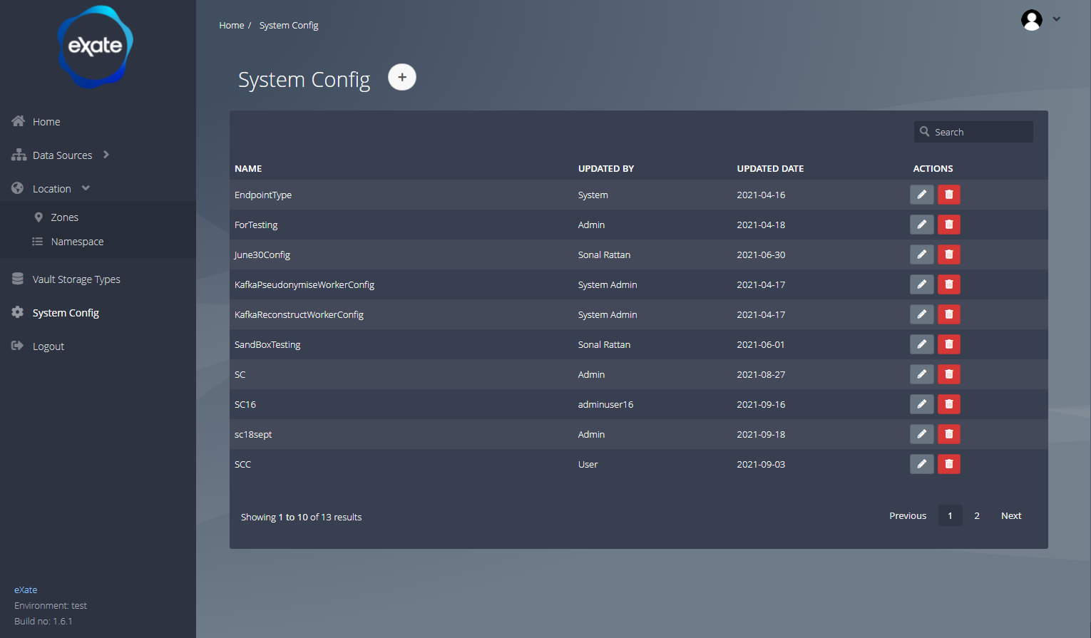 System configuration list